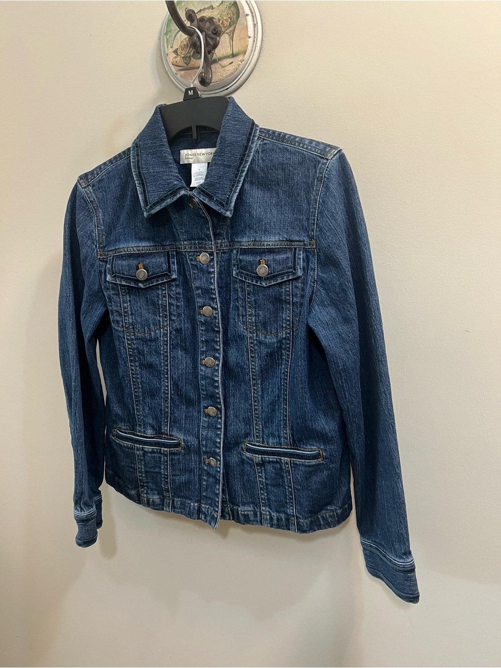 Jones New York Sport Indigo Denim Jacket with Button Front Size M